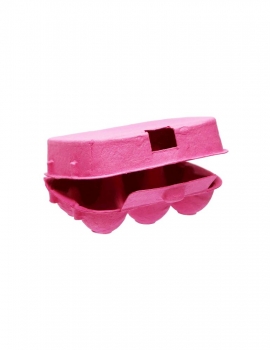 Wachteleierkarton 6er, Holzschliff pink